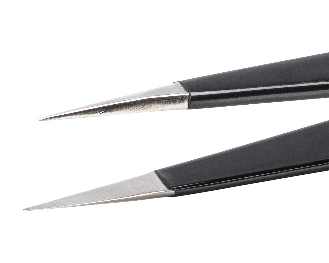 Ideal-tek ESD Epoxy Coated Tweezers – Style 3 – Anti-Acid / Anti-Magnetic Stainless Steel – 110mm (4.3″) – Swiss Made