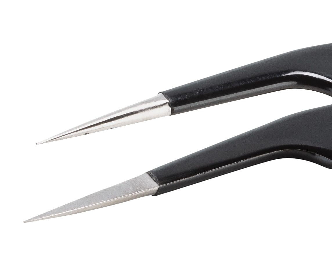 Ideal-tek ESD Epoxy Coated Tweezers – Style 5A – Anti-Acid / Anti-Magnetic Stainless Steel – 115mm (4.5″) – Swiss Made