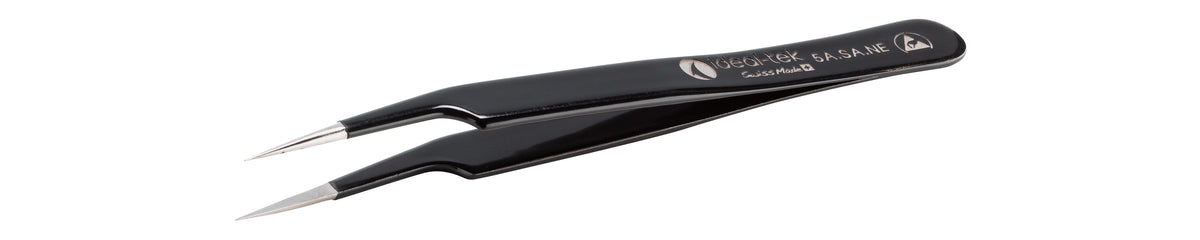 Ideal-tek ESD Epoxy Coated Tweezers – Style 5A – Anti-Acid / Anti-Magnetic Stainless Steel – 115mm (4.5″) – Swiss Made