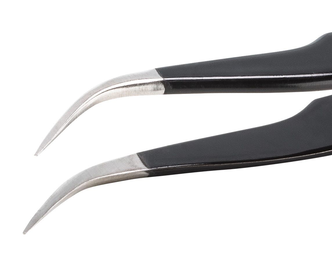 Ideal-tek ESD Epoxy Coated Tweezers – Style 7 – Anti-Acid / Anti-Magnetic Stainless Steel – 120mm (4.7″) – Swiss Made