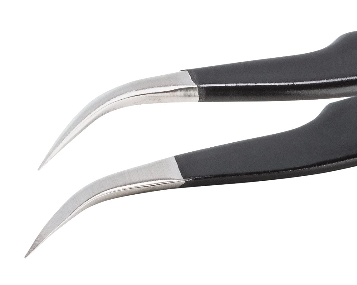 Ideal-tek ESD Epoxy Coated Tweezers – Style 7 – Anti-Acid / Anti-Magnetic Stainless Steel – 120mm (4.7″) – Swiss Made