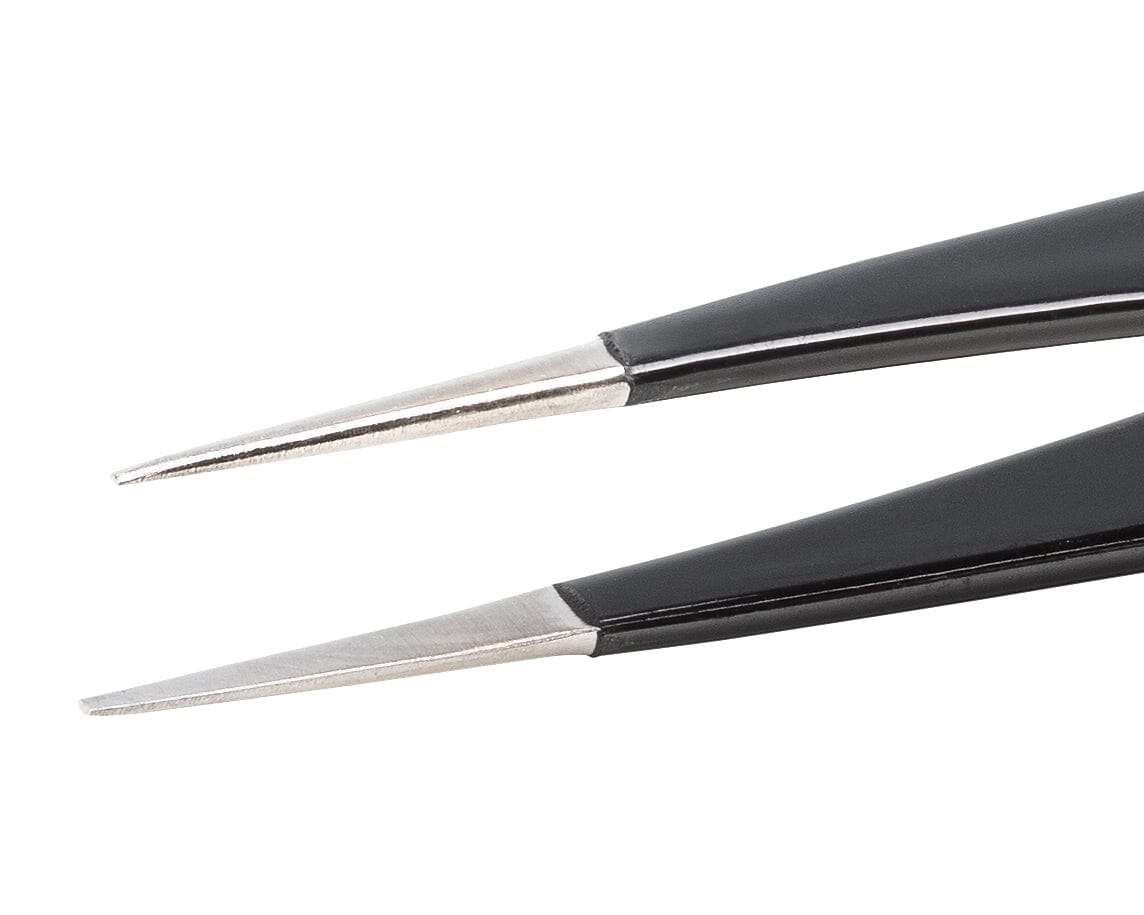 Ideal-tek ESD Epoxy Coated Tweezers – Style AA – Anti-Acid / Anti-Magnetic Stainless Steel – 130mm (5.1″) – Swiss Made