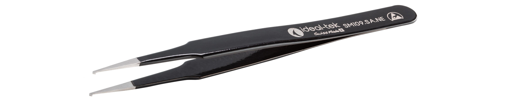 Ideal-tek ESD Epoxy Coated Tweezers – Style SM109 – Anti-Acid / Anti-Magnetic Stainless Steel – 120mm (4.7″) – Swiss Made