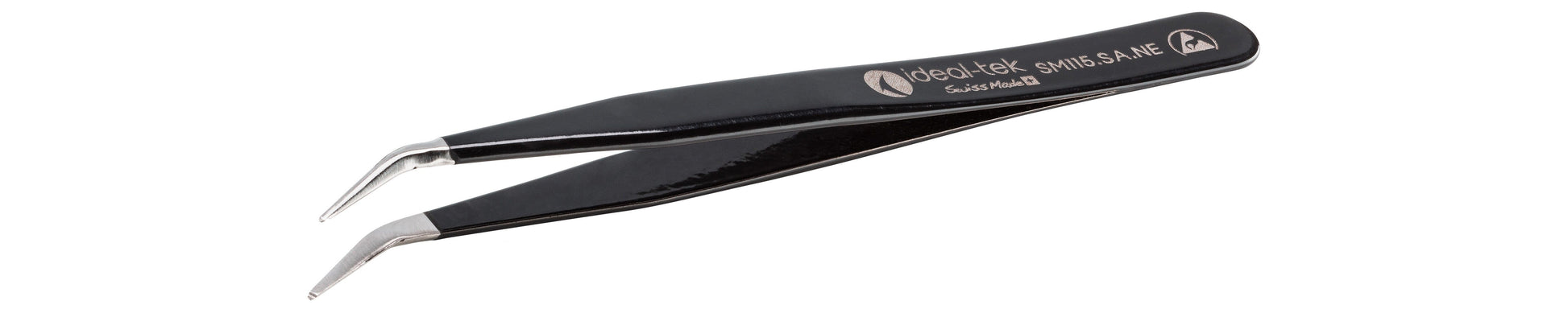 Ideal-tek ESD Epoxy Coated Tweezers – Style SM115 – Anti-Acid / Anti-Magnetic Stainless Steel – 115mm (4.5″) – Swiss Made