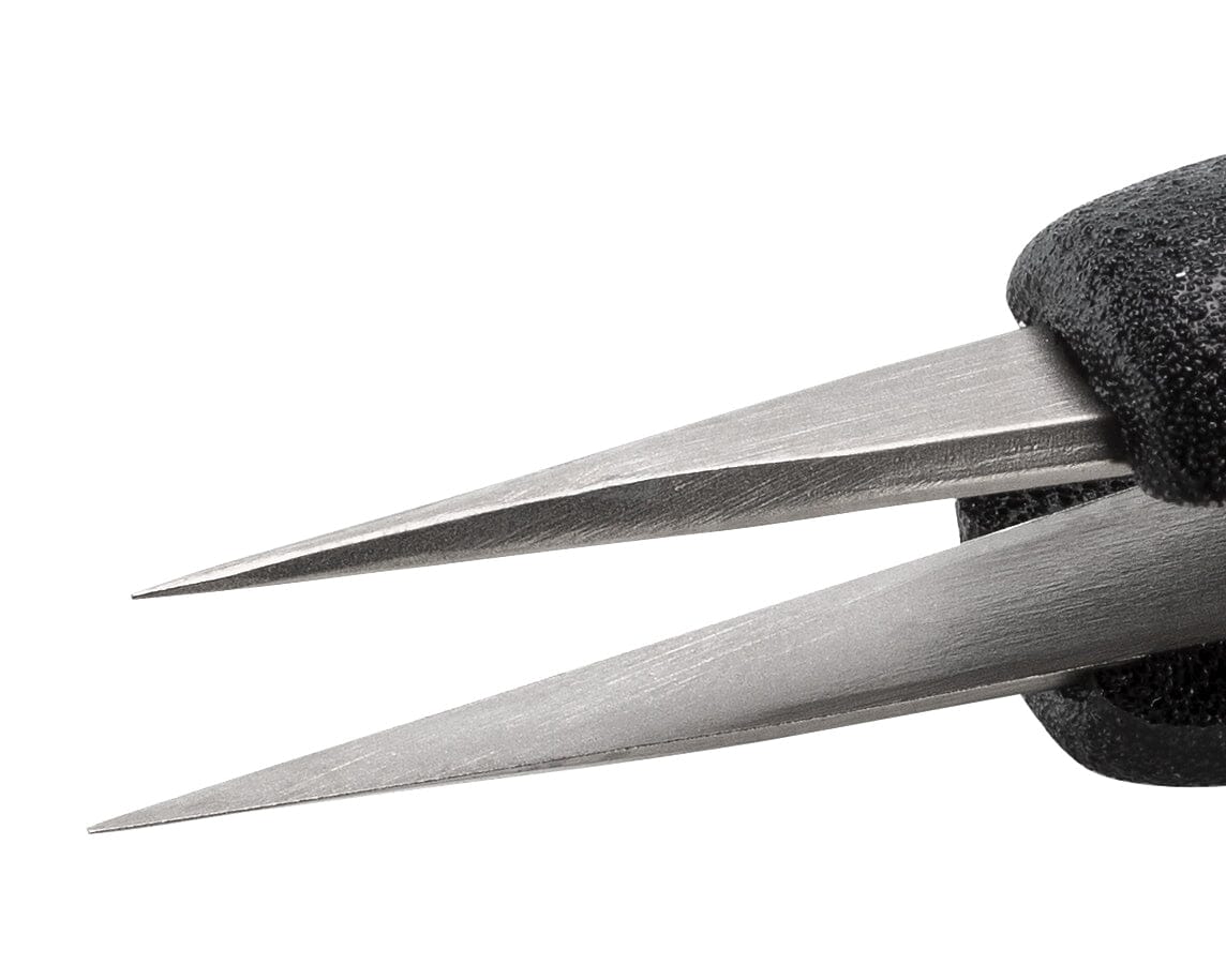 Ideal-tek ESD Foam Tweezers – Style 3 – Anti-Acid / Anti-Magnetic Stainless Steel – 115mm (4.5″) – Swiss Made