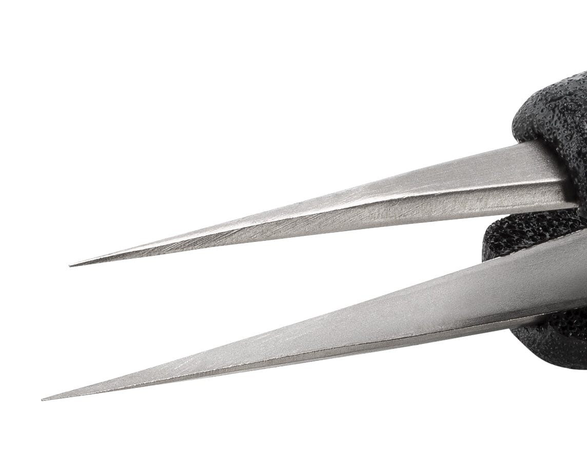 Ideal-tek ESD Foam Tweezers – Style 3 – Anti-Acid / Anti-Magnetic Stainless Steel – 130mm (5.1″) – Swiss Made
