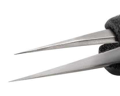 Ideal-tek ESD Foam Tweezers – Style 3 – Anti-Acid / Anti-Magnetic Stainless Steel – 130mm (5.1″) – Swiss Made