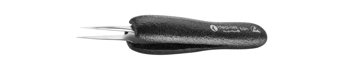 Ideal-tek ESD Foam tweezers – Style 5 – Anti-Acid / Anti-Magnetic Stainless Steel – 115mm (4.5″) – Swiss Made