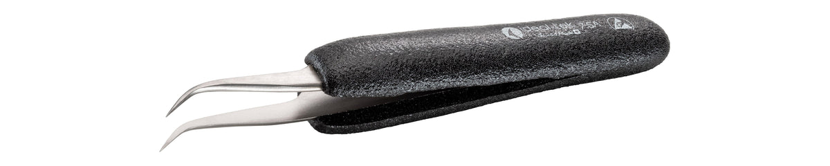Ideal-tek ESD Foam tweezers – Style 7 – Anti-Acid / Anti-Magnetic Stainless Steel – 125mm (4.9″) – Swiss Made