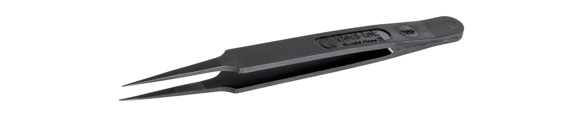 Ideal-tek ESD Full Plastic tweezers – Style 705 – PVDF plastic – 115mm (4.5″) – Swiss Made