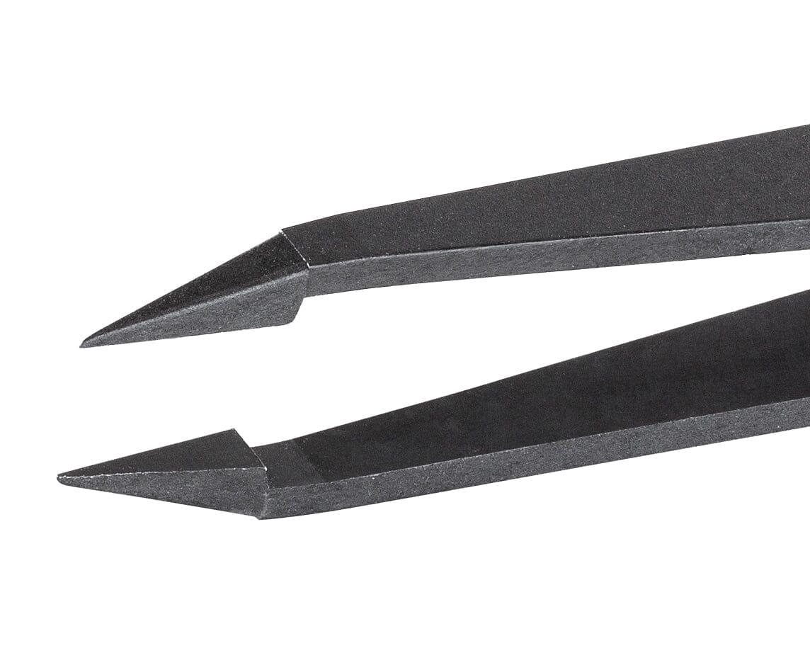 Ideal-tek ESD Full Plastic Tweezers – Style 707 – Carbon Fiber – 115mm (4.5″) – Swiss Made