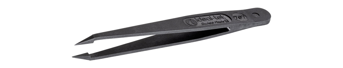 Ideal-tek ESD Full Plastic tweezers – Style 707 – PVDF plastic – 115mm (4.5″) – Swiss Made