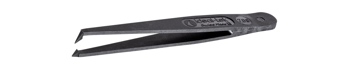 Ideal-tek ESD Full Plastic tweezers – Style 708 – Carbon Fiber – 110mm (4.3″) – Swiss Made