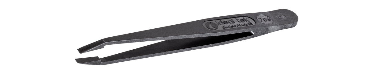 Ideal-tek ESD Full Plastic tweezers – Style 709 – Carbon Fiber – 115mm (4.5″) – Swiss Made