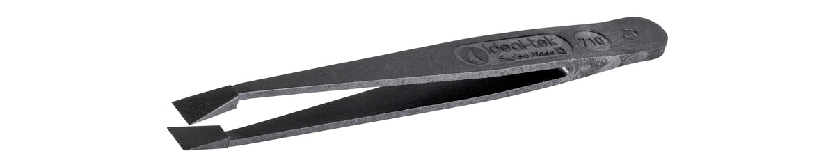 Ideal-tek ESD Full Plastic tweezers – Style 710 – Carbon Fiber – 115mm (4.5″) – Swiss Made