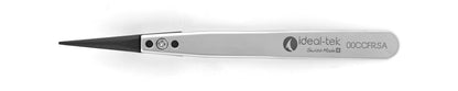 Ideal-tek ESD Plastic Replaceable Tip Tweezers Style 00 – Carbon Fiber Tips (A00CF) – Straight Thick Strong Tips – 115mm (4.5") – Swiss Made
