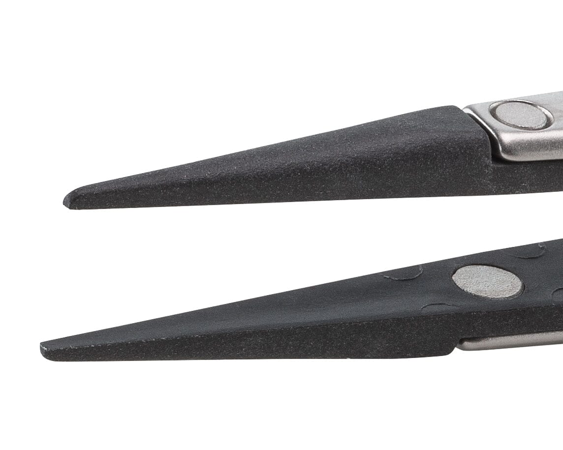 Ideal-tek ESD Plastic Tip Tweezers – Style 00 – Carbon Fiber Tips – 130mm (5.1″) – Swiss Made