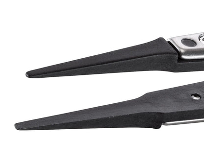 Ideal-tek ESD Plastic Tip Tweezers – Style 242 – Carbon Fiber Tips A242CF – 130mm (5.1″) – Swiss Made