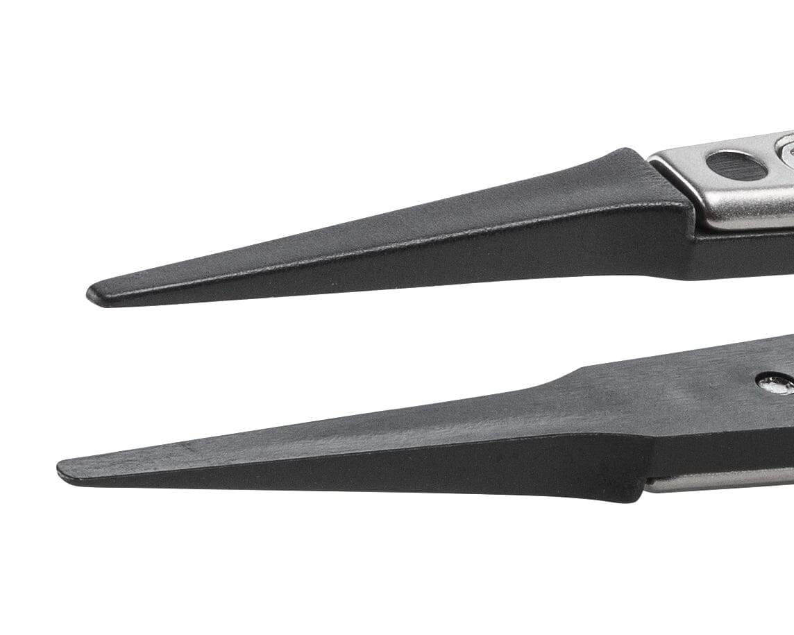 Ideal-tek ESD Plastic Tip Tweezers – Style 242 – PEEK Tips A242CP – 130mm (5.1″) – Swiss Made