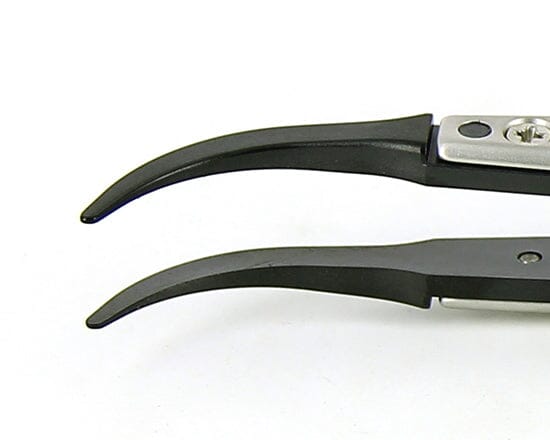 Ideal-tek ESD Plastic Tip Tweezers – Style 242B – Carbon Fiber Tips A242BCF – 130mm (5.1″) – Swiss Made