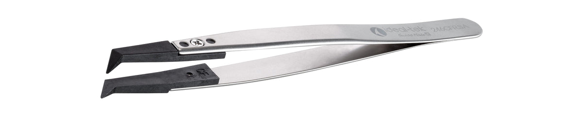 Ideal-tek ESD Plastic Tip Tweezers – Style 246 – Carbon Fiber Tips A246CF – 125mm (4.9″) – Swiss Made