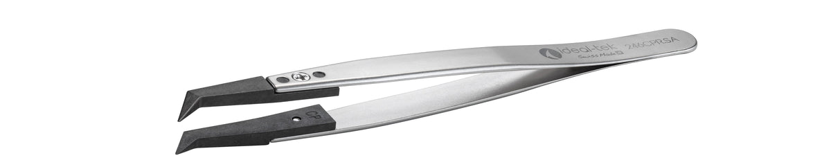 Ideal-tek ESD Plastic Tip Tweezers – Style 246 – PEEK Tips A246CP – 125mm (4.9″) – Swiss Made