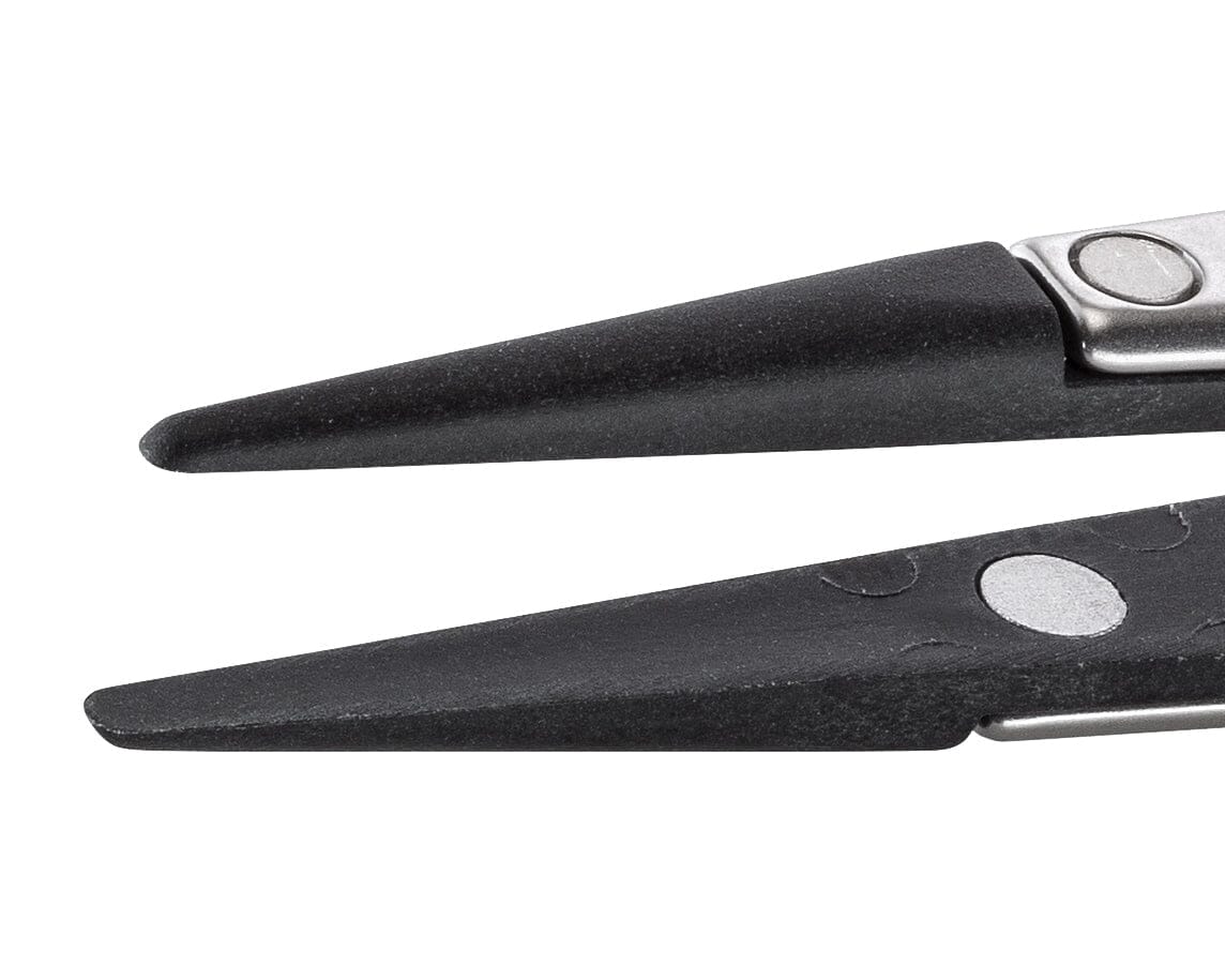 Ideal-tek ESD Plastic Tip Tweezers – Style 249 – Carbon Fiber Tips – 130mm (5.1″) – Swiss Made