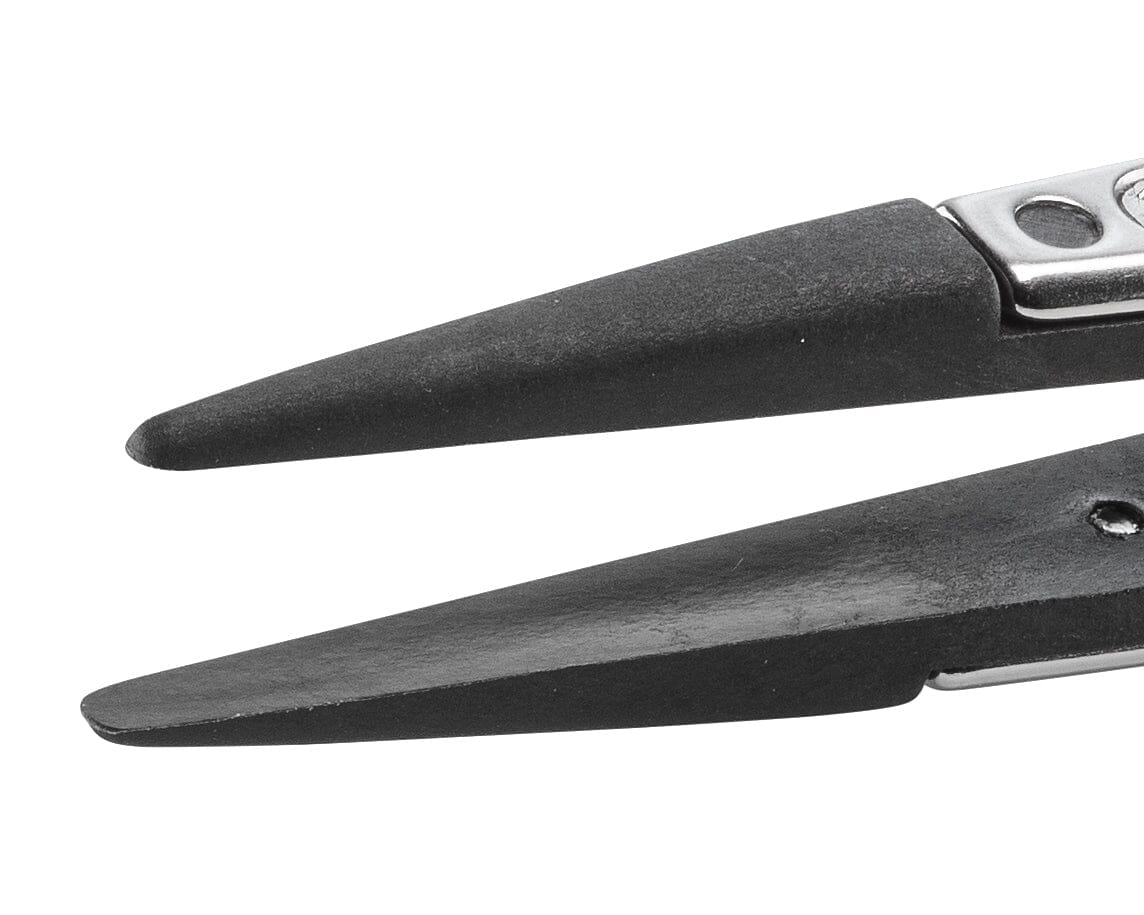 Ideal-tek ESD Plastic Tip Tweezers – Style 249 – Carbon Fiber Tips A249CF – 130mm (5.1″) – Swiss Made