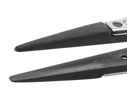 Ideal-tek ESD Plastic Tip Tweezers – Style 249 – Carbon Fiber Tips A249CF – 130mm (5.1″) – Swiss Made
