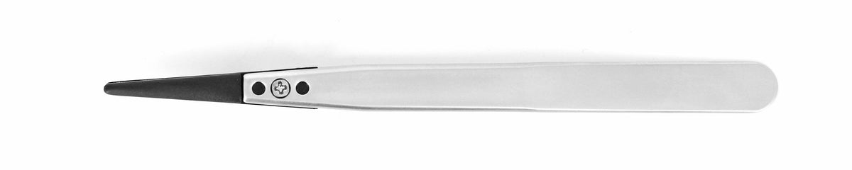 Ideal-tek ESD Plastic Tip Tweezers – Style 249 – Carbon Fiber Tips A249CF – 130mm (5.1″) – Swiss Made