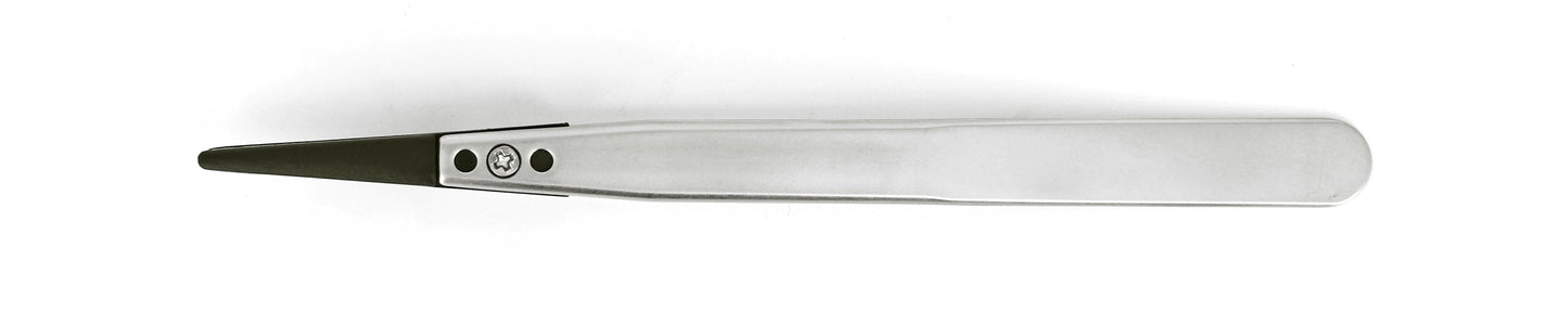 Ideal-tek ESD Plastic Tip Tweezers – Style 249 – PEEK Tips A249CP – 130mm (5.1″) – Swiss Made