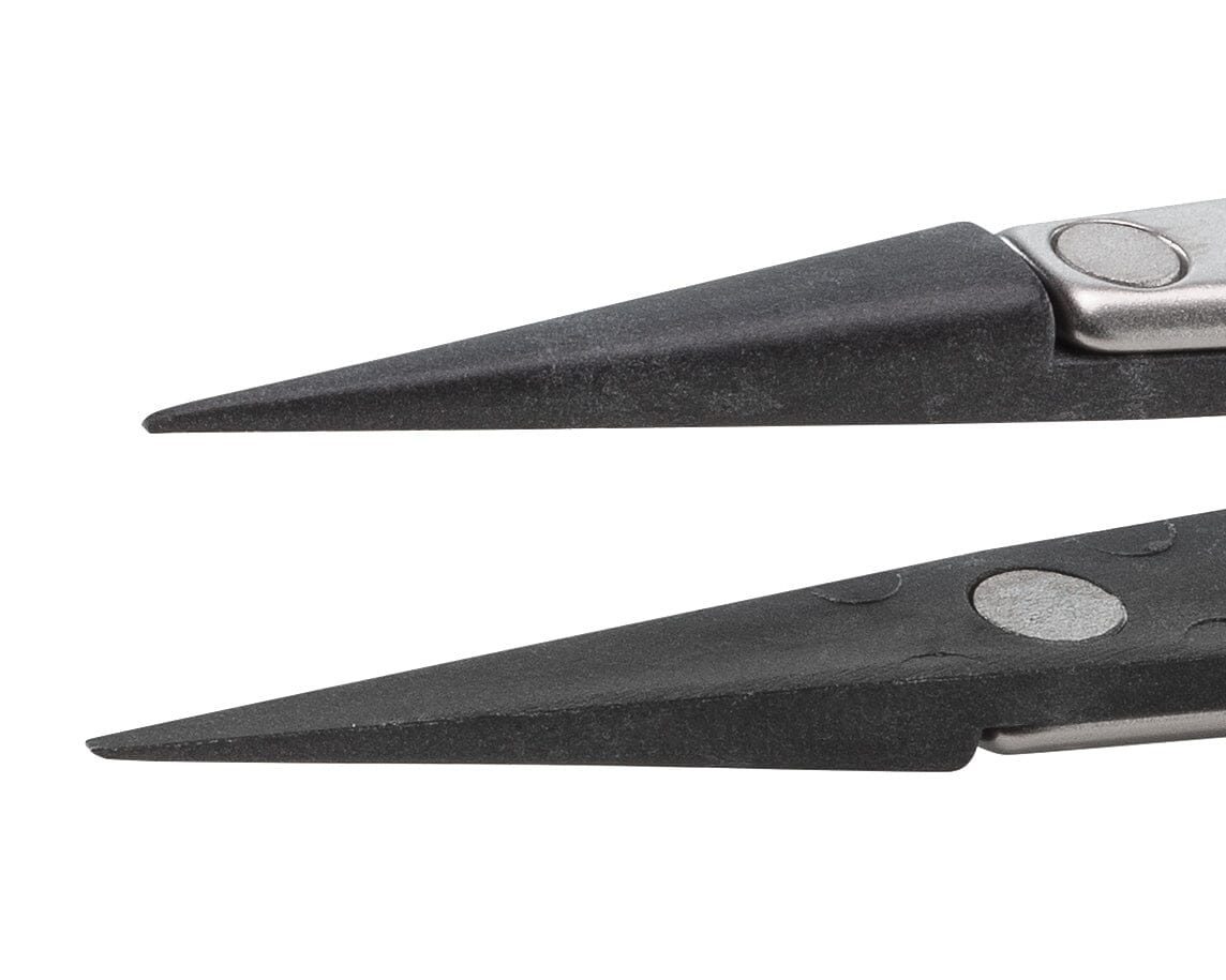 Ideal-tek ESD Plastic Tip Tweezers – Style 259 – Carbon Fiber Tips – 130mm (5.1″) – Swiss Made