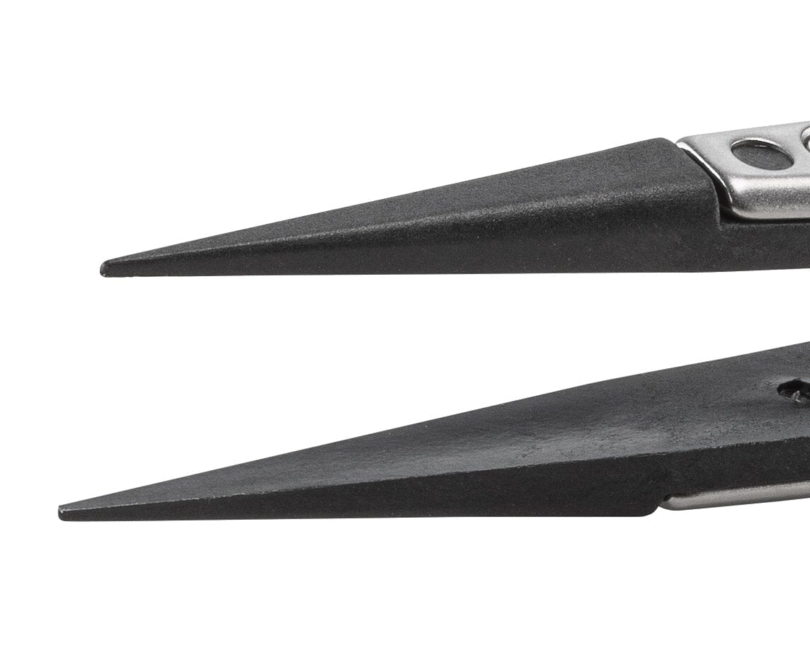 Ideal-tek ESD Plastic Tip Tweezers – Style 259 – Carbon Fiber Tips A259CF – 130mm (5.1″) – Swiss Made