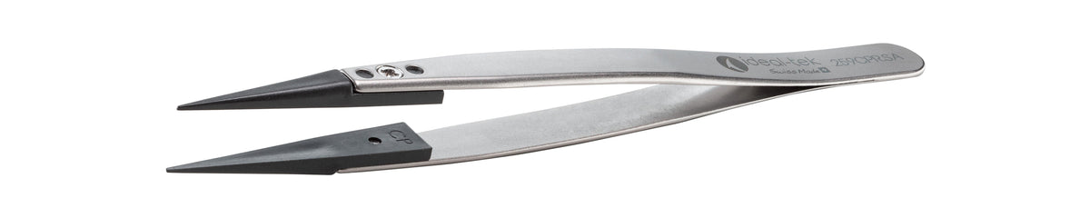 Ideal-tek ESD Plastic Tip Tweezers – Style 259 – PEEK Tips A259CP – 130mm (5.1″) – Swiss Made