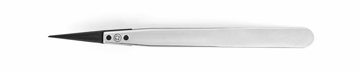 Ideal-tek ESD Plastic Tip Tweezers – Style 259 – PEEK Tips A259CP – 130mm (5.1″) – Swiss Made