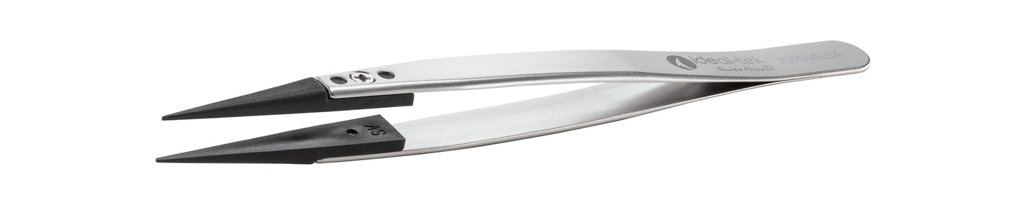 Ideal-tek ESD Plastic Tip Tweezers – Style 259 – PVDF Tips A259SV – 130mm (5.1″) – Swiss Made