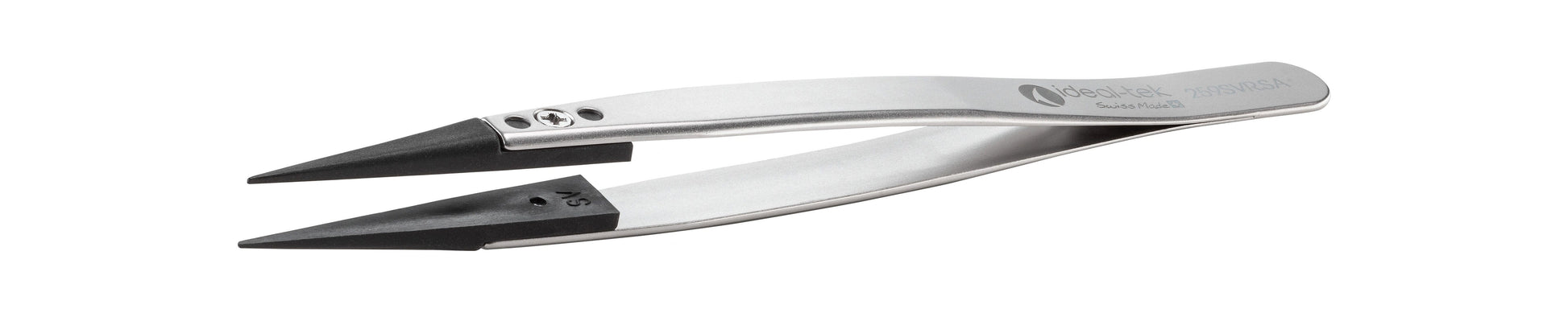Ideal-tek ESD Plastic Tip Tweezers – Style 259 – PVDF Tips A259SV – 130mm (5.1″) – Swiss Made