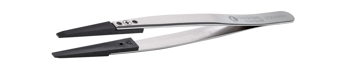 Ideal-tek ESD Plastic Tip Tweezers – Style 272 – Carbon Fiber Tips A272CF – 130mm (5.1″) – Swiss Made