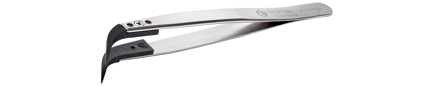Ideal-tek ESD Plastic Tip Tweezers – Style 277 – Carbon Fiber Tips A277CF – 120mm (4.7″) – Swiss Made