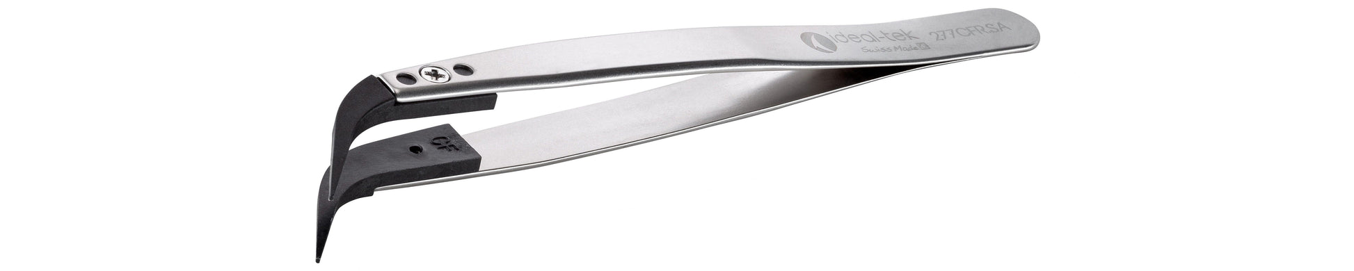 Ideal-tek ESD Plastic Tip Tweezers – Style 277 – Carbon Fiber Tips A277CF – 120mm (4.7″) – Swiss Made