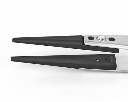 Ideal-tek ESD Plastic Tip Tweezers – Style 279 – Carbon Fiber Tips A279CF – 115mm (4.5″) – Swiss Made