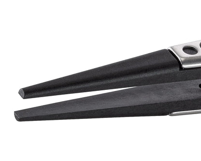 Ideal-tek ESD Plastic Tip Tweezers – Style 279 – Carbon Fiber Tips A279CF – 130mm (5.1″) – Swiss Made