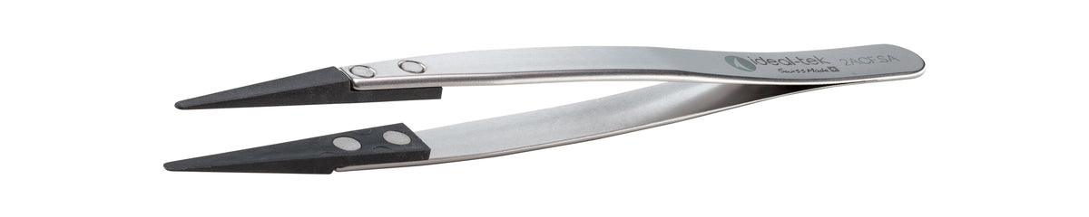 Ideal-tek ESD Plastic Tip tweezers – Style 2A – Carbon Fiber Tips – 130mm (5.1″) – Swiss Made
