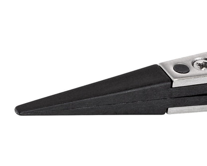 Ideal-tek ESD Plastic Tip Tweezers – Style 2A – Carbon Fiber Tips A2ACF – 130mm (5.1″) – Swiss Made