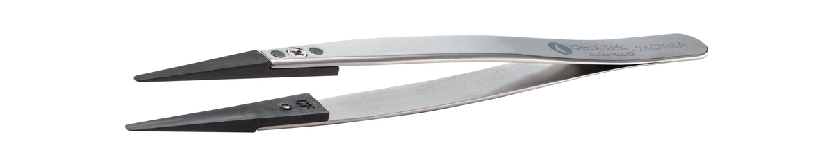 Ideal-tek ESD Plastic Tip Tweezers – Style 2A – Carbon Fiber Tips A2ACF – 130mm (5.1″) – Swiss Made