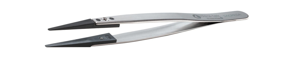Ideal-tek ESD Plastic Tip Tweezers – Style 2A – PEEK Tips A2ACP – 130mm (5.1″) – Swiss Made