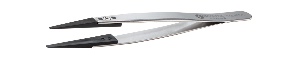 Ideal-tek ESD Plastic Tip Tweezers – Style 2A – PVDF Tips A2ASV – 130mm (5.1″) – Swiss Made