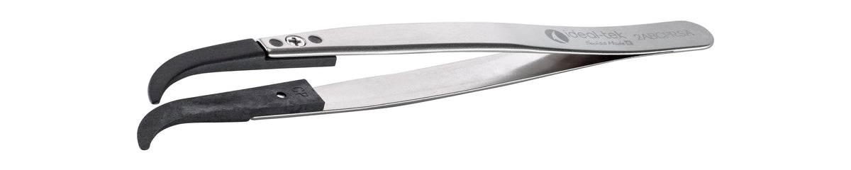 Ideal-tek ESD Plastic Tip Tweezers – Style 2AB – PEEK Tips A2ABCP – 130mm (5.1″) – Swiss Made