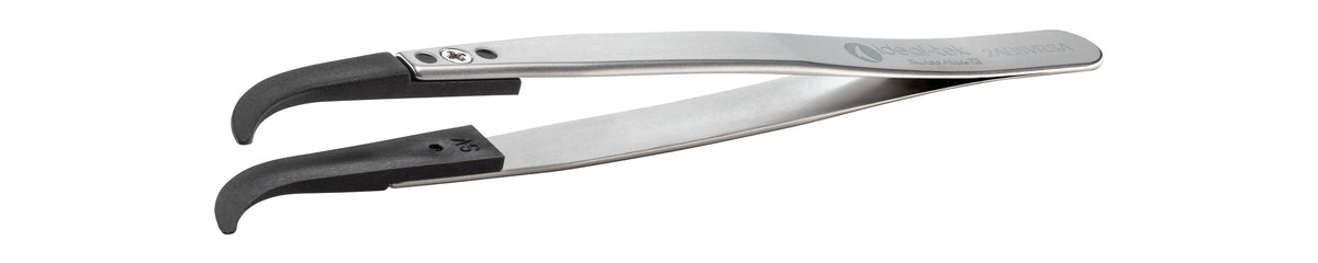 Ideal-tek ESD Plastic Tip Tweezers – Style 2AB – PEEK Tips A2ABCP – 130mm (5.1″) – Swiss Made