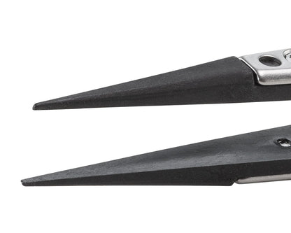 Ideal-tek ESD Plastic Tip Tweezers – Style 3 – Carbon Fiber Tips A2CF – 130mm (5.1″) – Swiss Made